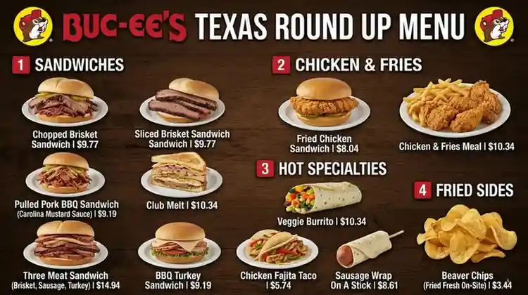 Buc-ee’s Texas Round Up Menu With Prices